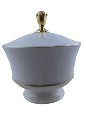 Lenox Lyric Eternal Covered Candy Dish 24k Gold Trim 5.25” Cream USA